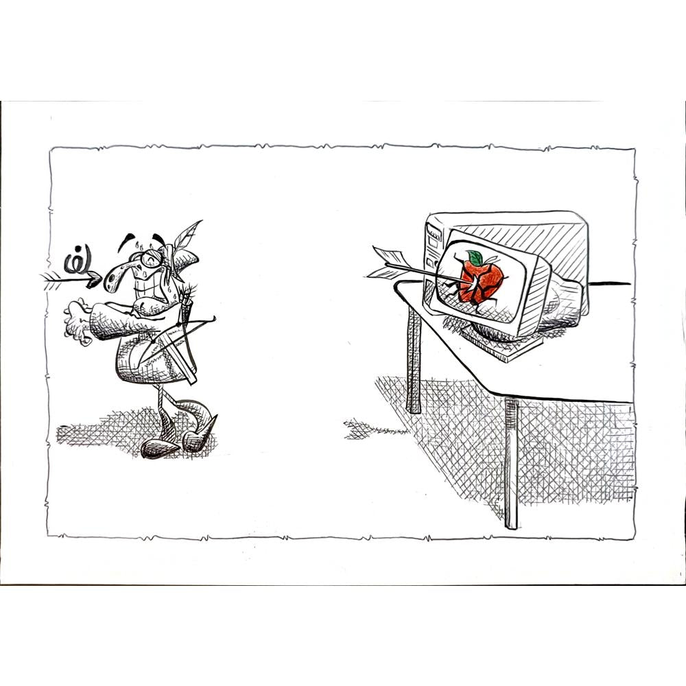 Mohamed Reza 21x15cm Orijinal Karikatür BOD05476