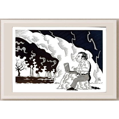 Bozidar Vucelic 27x18cm Orijinal Karikatür BOD05479