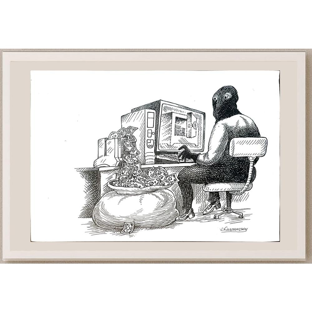 Vladimir Kazanevsky 29x21cm Orijinal Karikatür BOD05527