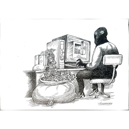 Vladimir Kazanevsky 29x21cm Orijinal Karikatür BOD05527