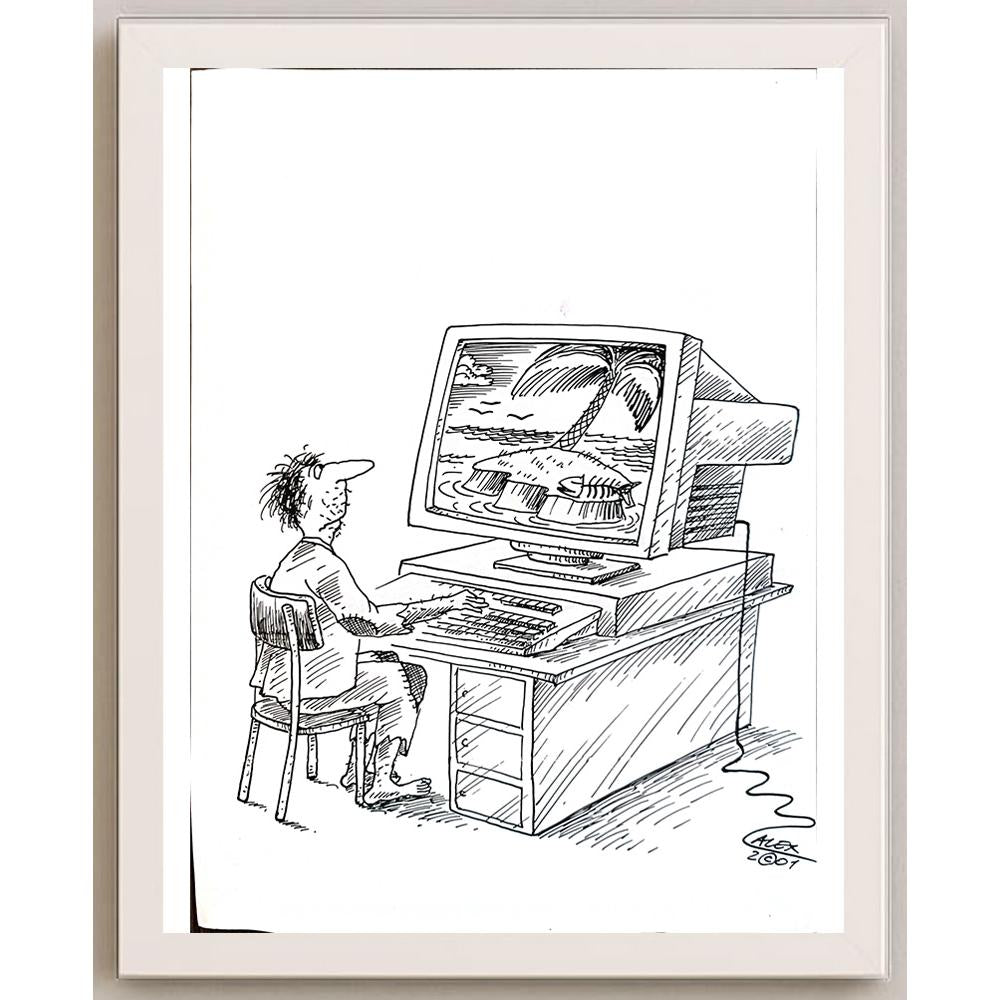 Aurel Stefan Alexandrescu 29x21cm Orijinal Karikatür BOD05530