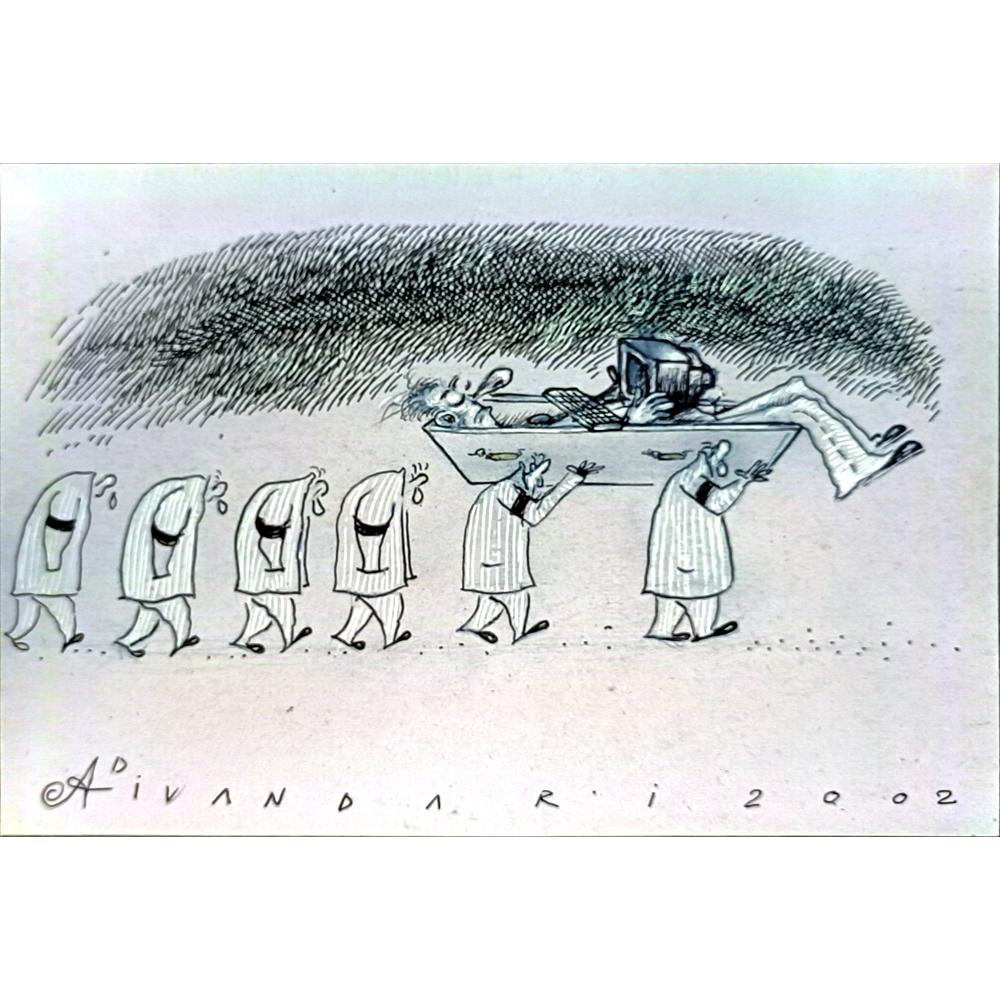 Ali Divandari 23x16cm Orijinal Karikatür BOD05539