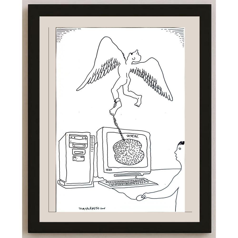 Zlatko Krstevski 25x16cm Orijinal Karikatür BOD05573
