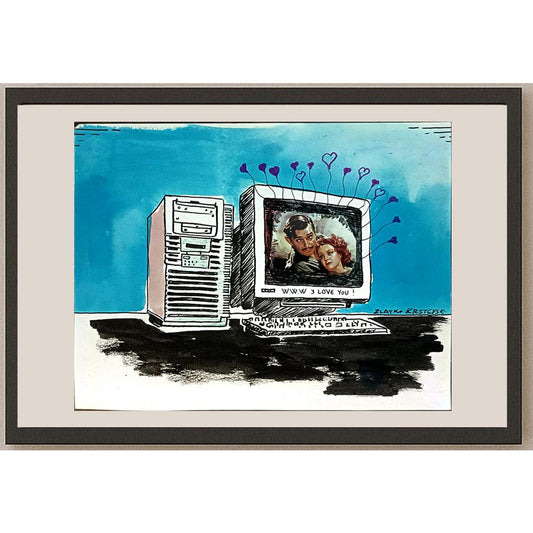 Zlatko Krstevski 20x16cm Orijinal Karikatür BOD05575