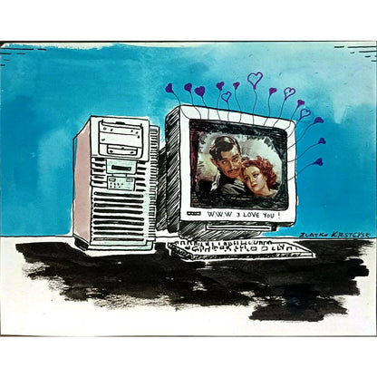 Zlatko Krstevski 20x16cm Orijinal Karikatür BOD05575