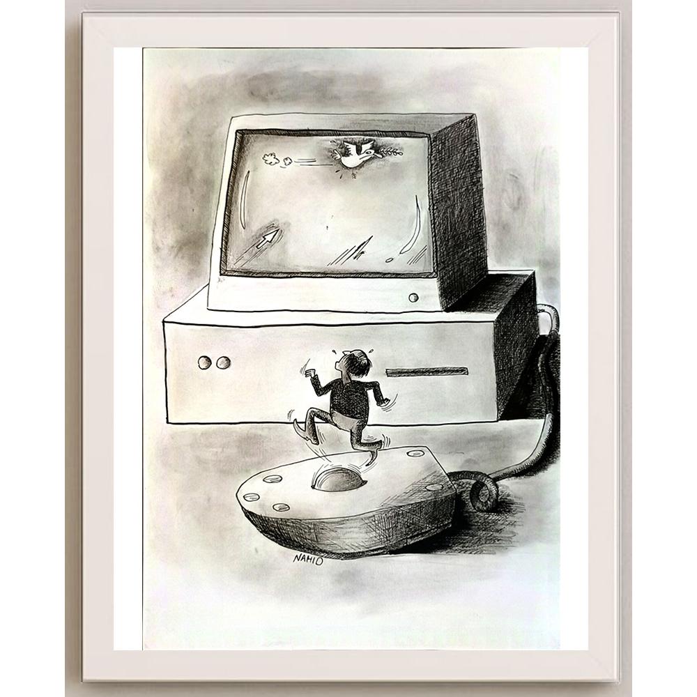 Nahid Maghdoud 29x21cm Orijinal Karikatür BOD05627