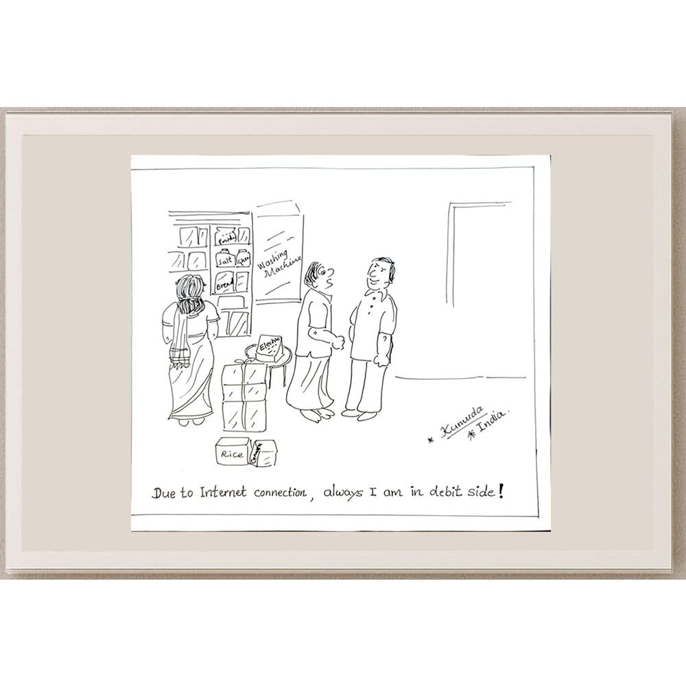 Kumuda Deshpande 28x23cm Orijinal Karikatür BOD05632