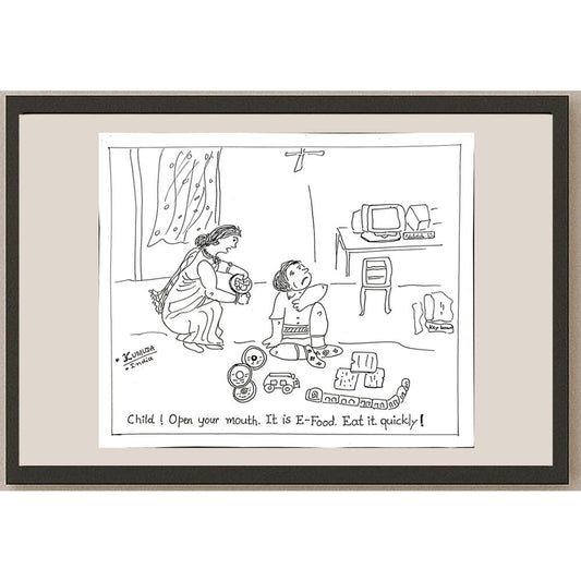 Kumuda Deshpande 28x23cm Orijinal Karikatür BOD05658