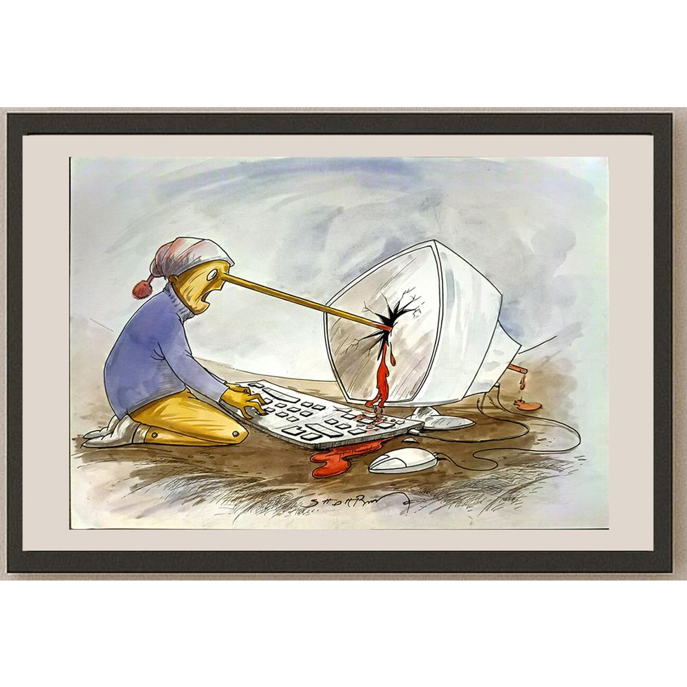 Shahram Rezaei 29x21cm Orijinal Karikatür BOD05670