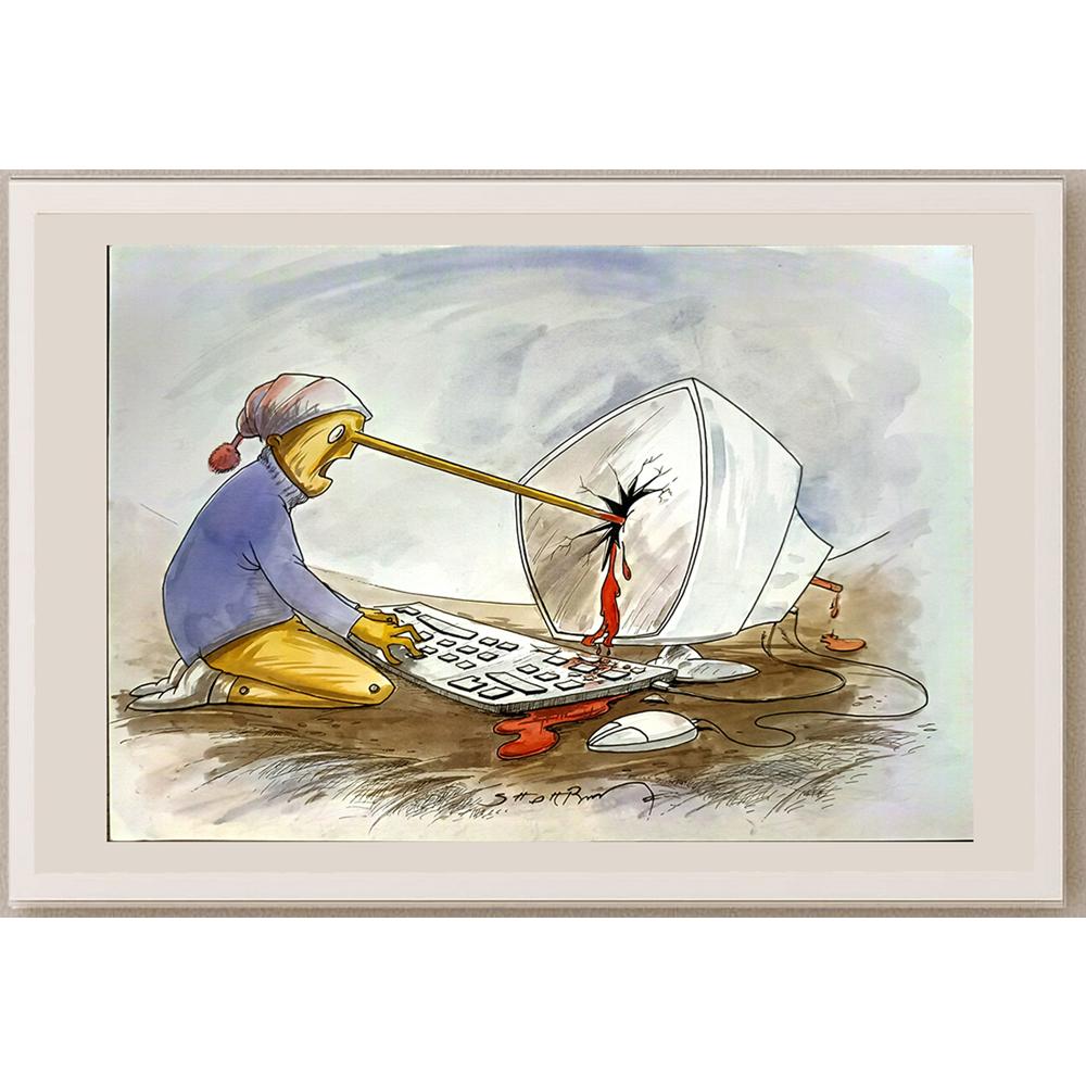 Shahram Rezaei 29x21cm Orijinal Karikatür BOD05670