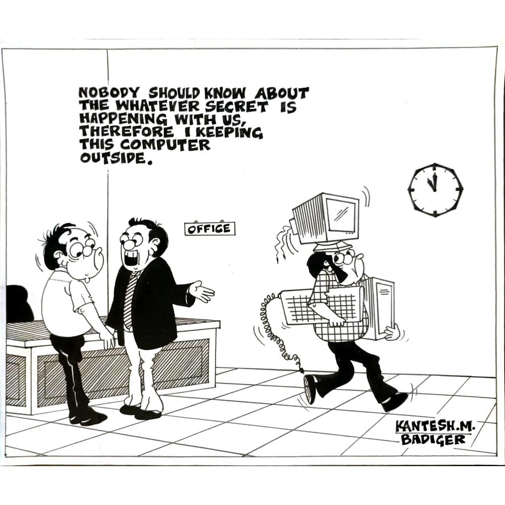 Kantesh Badiger 30x25cm Orijinal Karikatür BOD05679