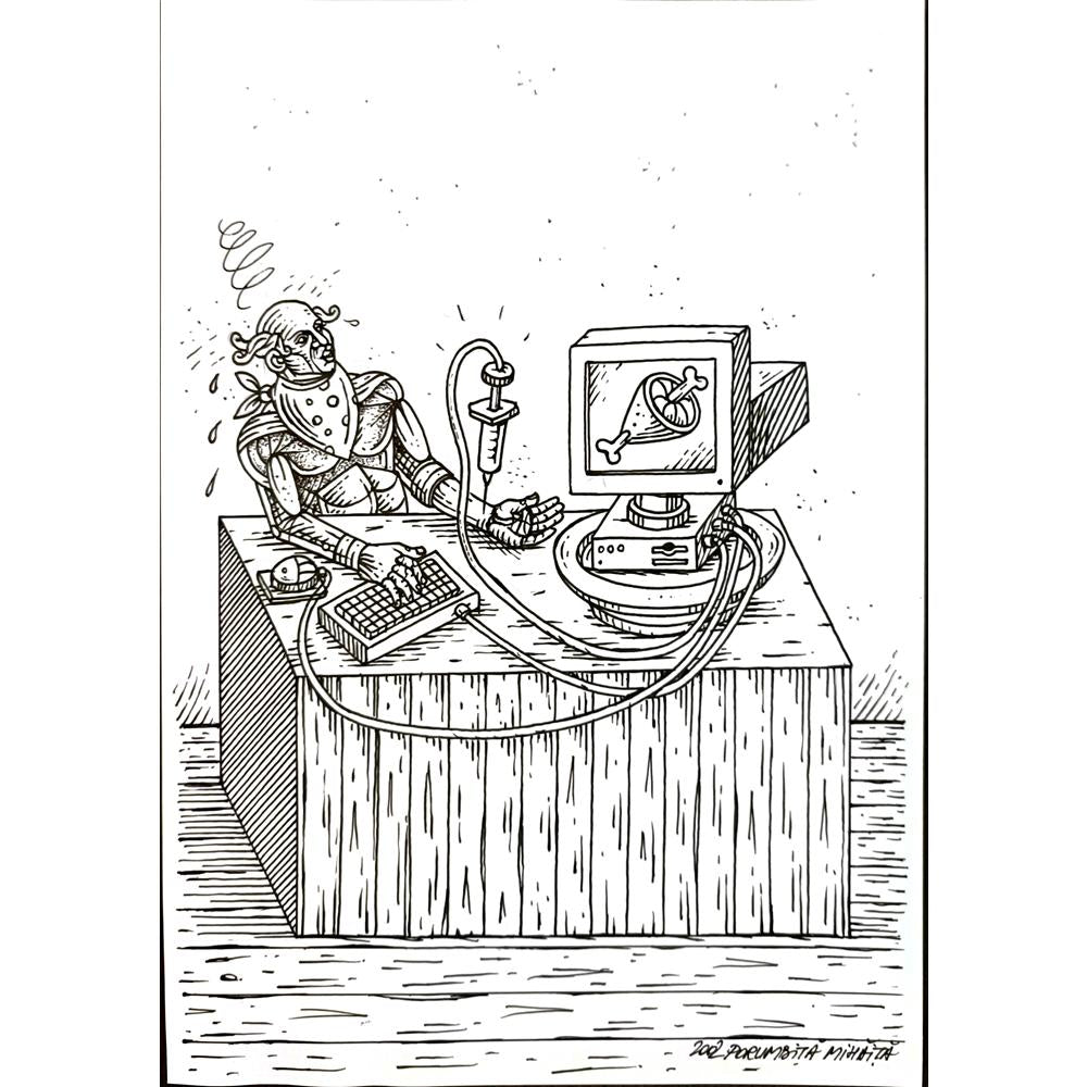 Porumbita Mihaita 29x21cm Orijinal Karikatür BOD05713