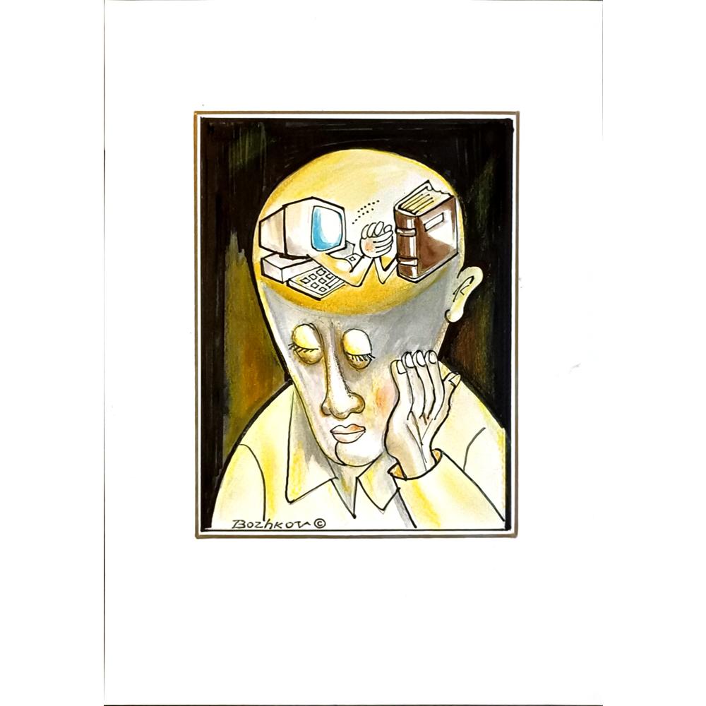 Miroslav Bozhkov 29x21cm Orijinal Karikatür BOD05731