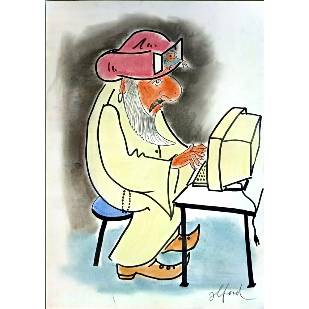 Vosters Richard Francis 29x21cm Orijinal Karikatür BOD05742