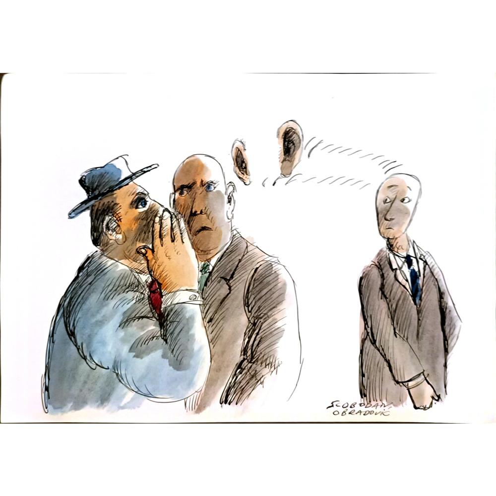 Slobodan Obradovic 33x23cm Orijinal Karikatür BOD05769