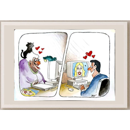 Carlos Augusto Nascimento 33x23cm Orijinal Karikatür BOD05774