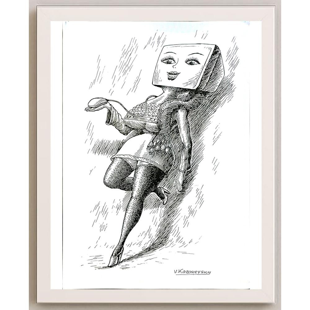 Vladimir Kazanevsky 29x21cm Orijinal Karikatür BOD05790
