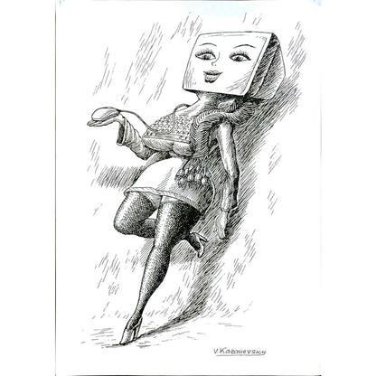 Vladimir Kazanevsky 29x21cm Orijinal Karikatür BOD05790