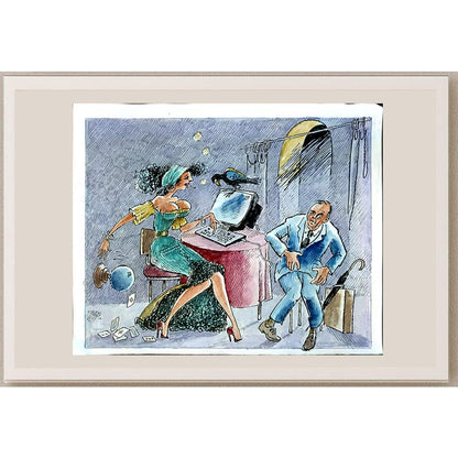Spiro Dzajkov 43x30cm Orijinal Karikatür BOD05800