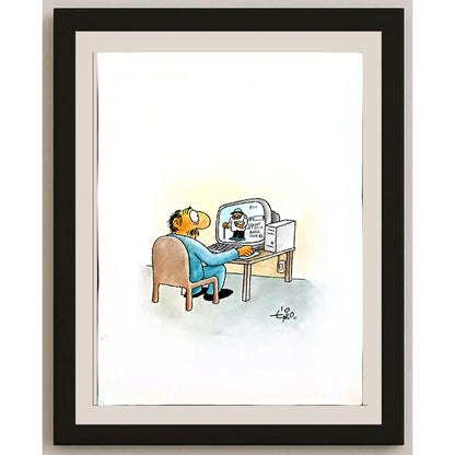 Erico Junqueira Ayres 43x30cm Orijinal Karikatür BOD05803