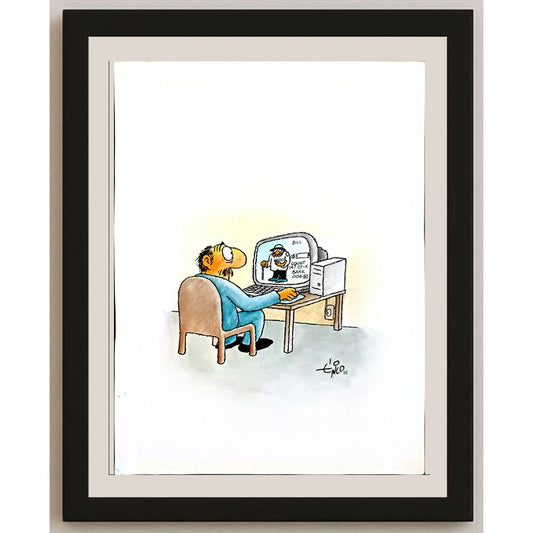 Erico Junqueira Ayres 43x30cm Orijinal Karikatür BOD05803