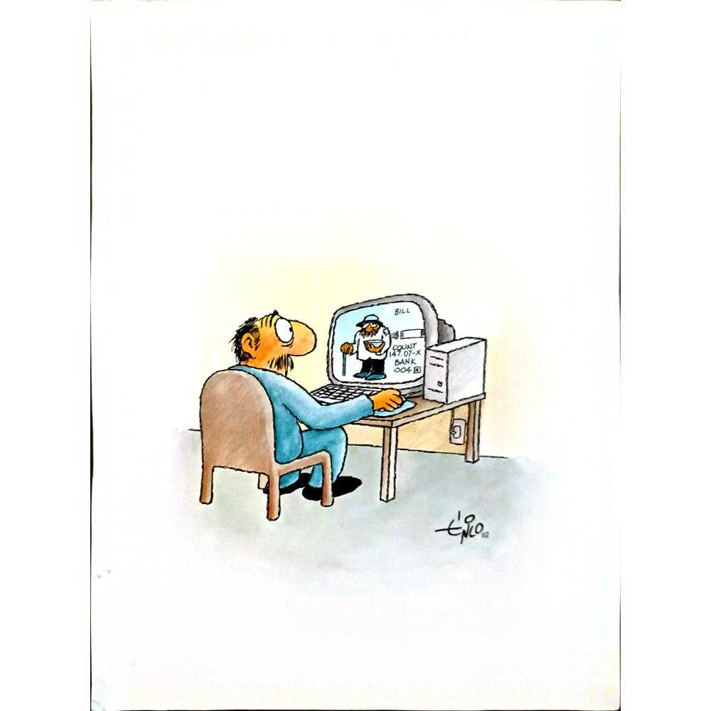 Erico Junqueira Ayres 43x30cm Orijinal Karikatür BOD05803