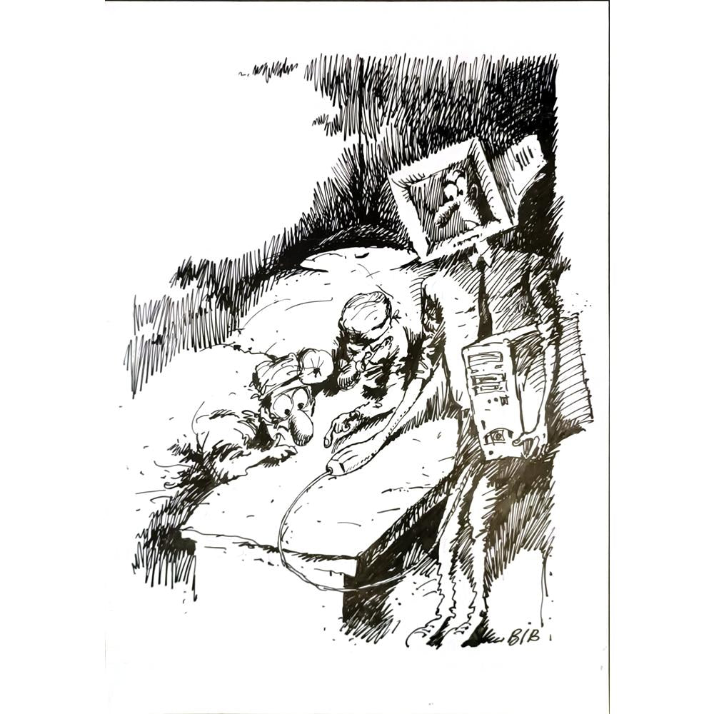 Viacheslav Bibishev 43x30cm Orijinal Karikatür BOD05809