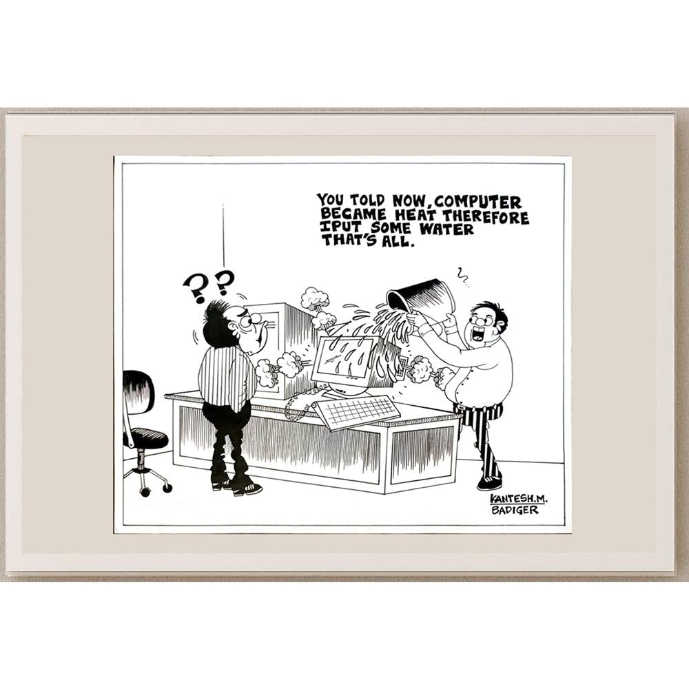 Kantesh Badiger 30x25cm Orijinal Karikatür BOD05822