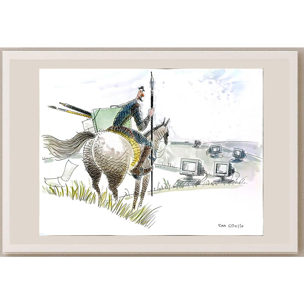 Eduardo Ferreria Grosso 43x30cm Orijinal Karikatür BOD05826
