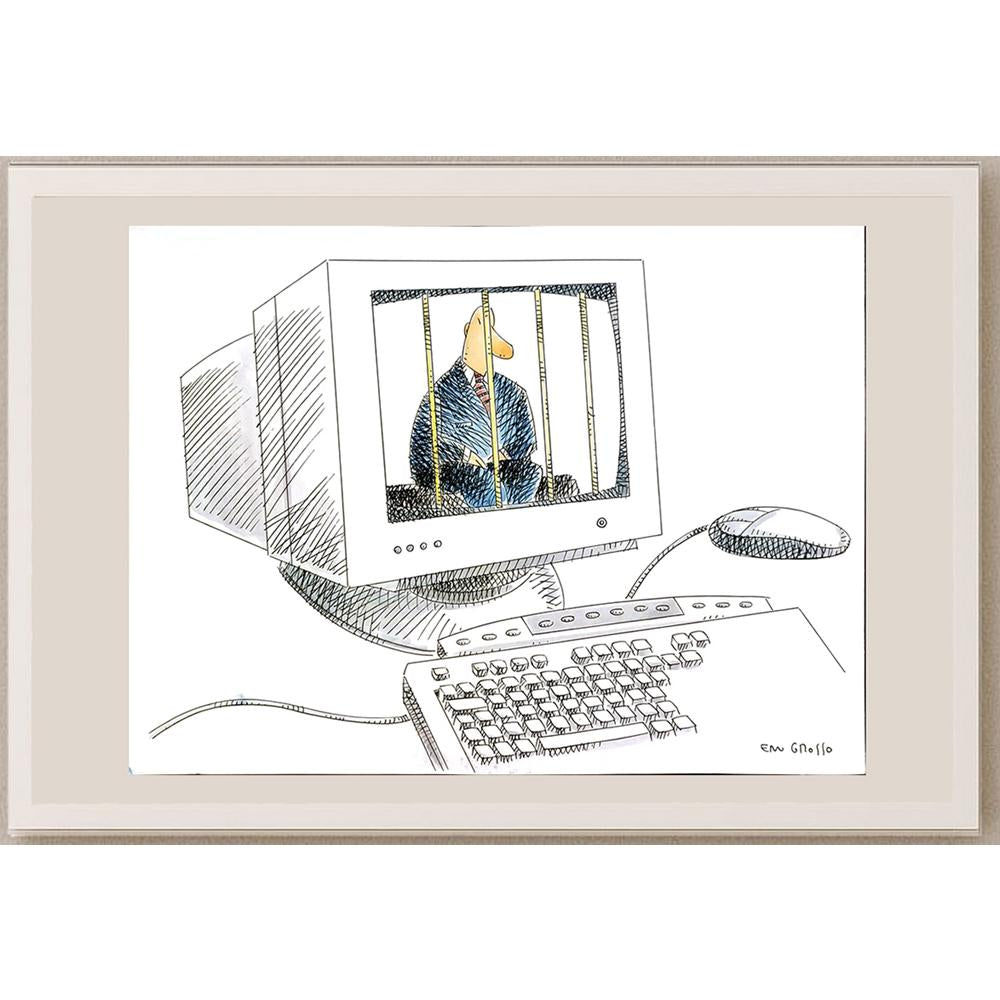 Eduardo Ferreria Grosso 43x30cm Orijinal Karikatür BOD05827