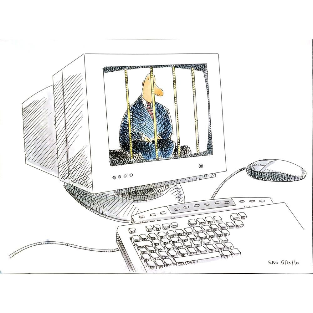 Eduardo Ferreria Grosso 43x30cm Orijinal Karikatür BOD05827