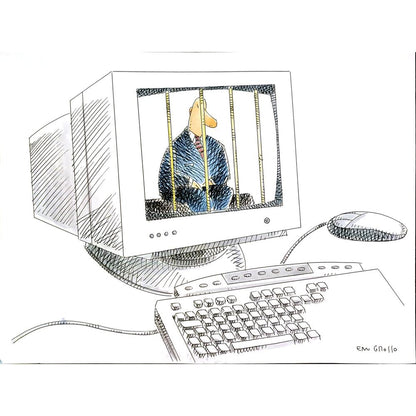 Eduardo Ferreria Grosso 43x30cm Orijinal Karikatür BOD05827