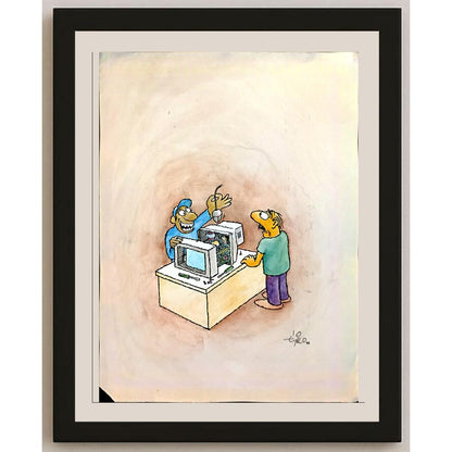 Erico Junqueira Ayres 43x30cm Orijinal Karikatür BOD05829