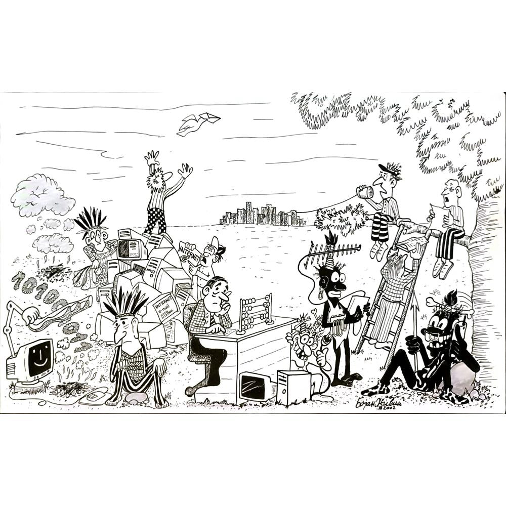 Bojan Zivic 35x23cm Orijinal Karikatür BOD05857