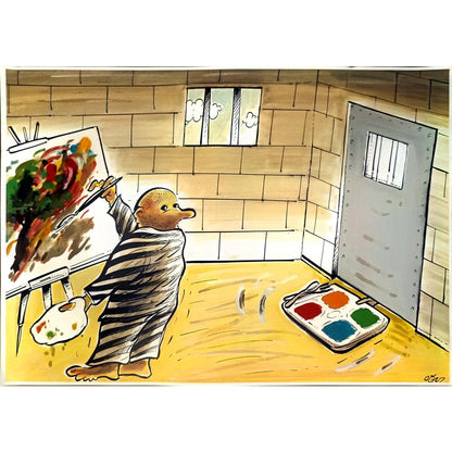 Oğuz Gürel 43x30cm Orijinal Karikatür BOD05863