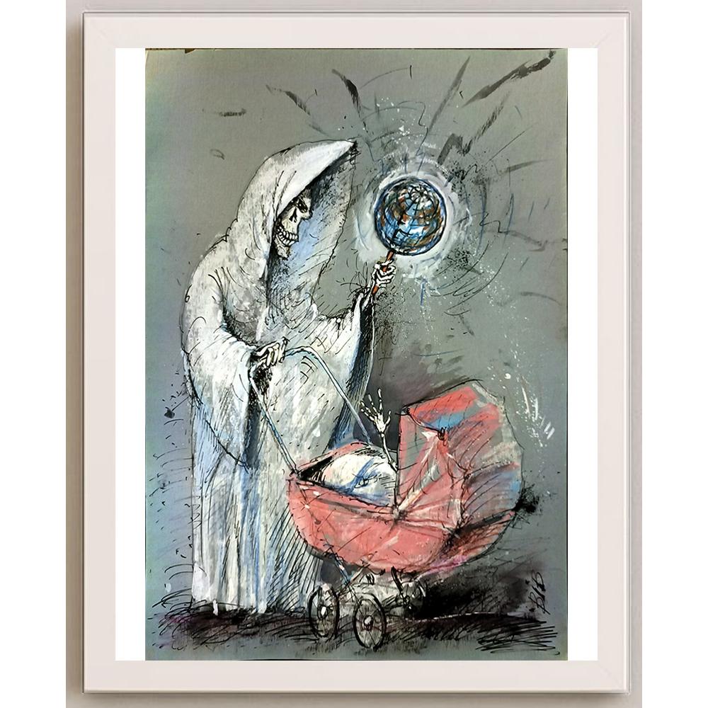 Viacheslav Bibishev 43x30cm Orijinal Karikatür BOD05901