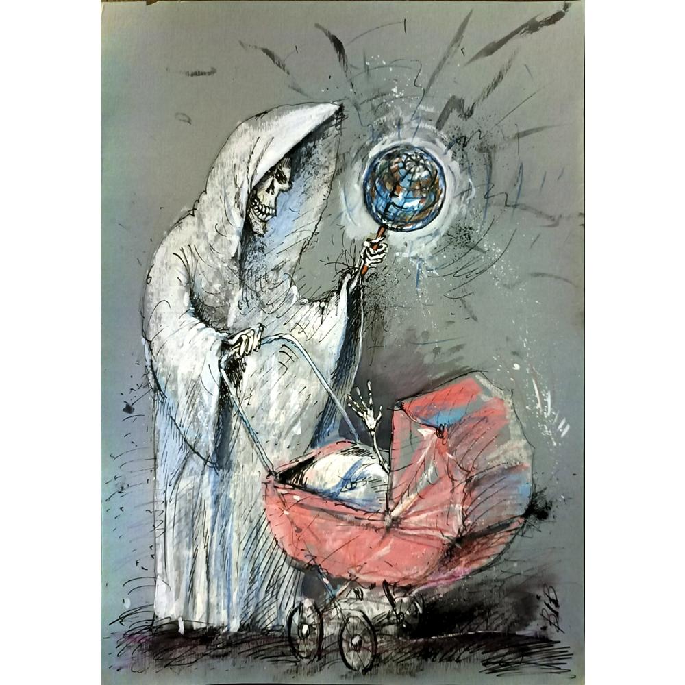 Viacheslav Bibishev 43x30cm Orijinal Karikatür BOD05901