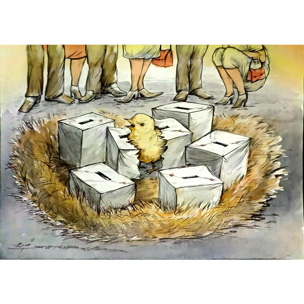 Shahram Rezaei 29x21cm Orijinal Karikatür BOD05913