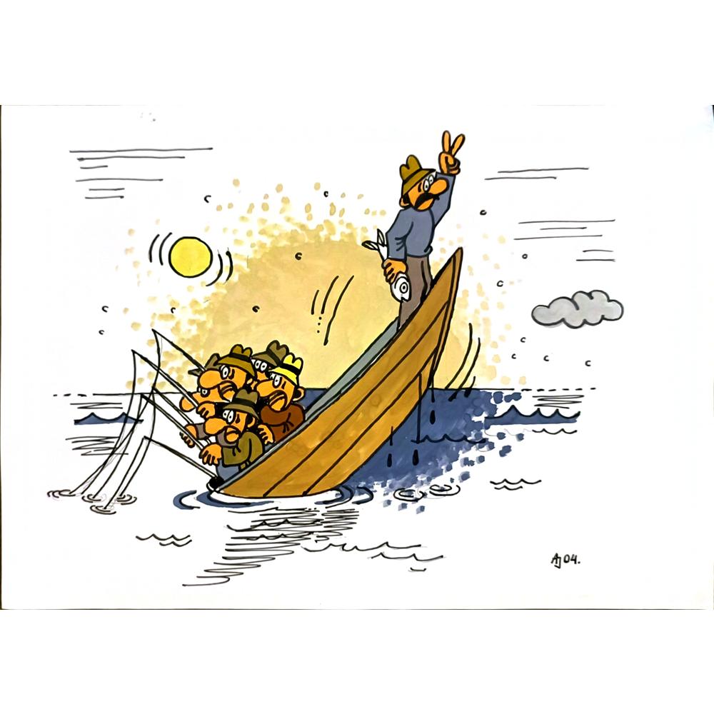 Antanas Janusonis 29x21cm Orijinal Karikatür BOD05943