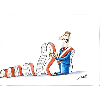 Mario Dimov Mastrotti 35x25cm Orijinal Karikatür BOD05958