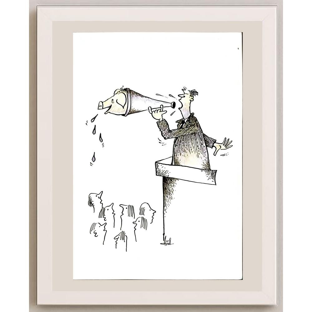 Adomas Zilinskas 29x21cm Orijinal Karikatür BOD05997