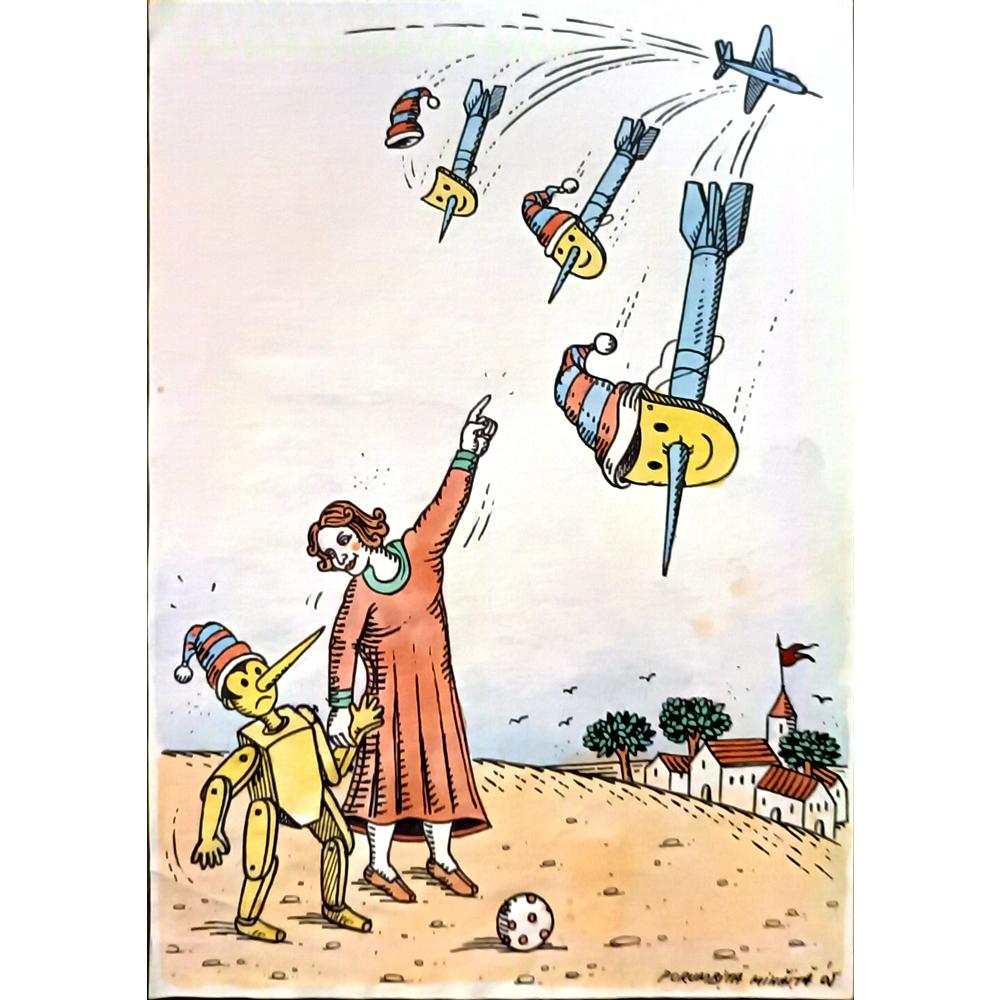 Porumbita Mihaita 29x21cm Orijinal Karikatür BOD06141