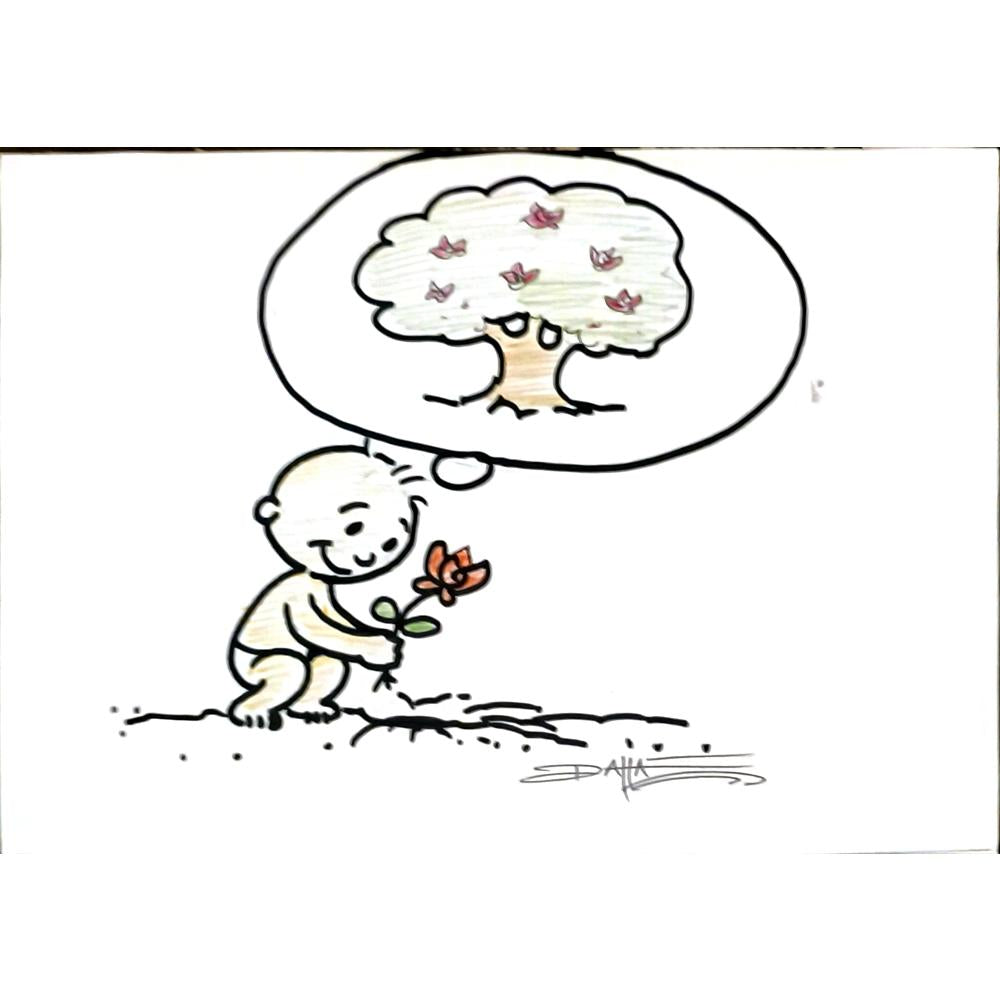 Dattatreya Chiluveru 29x21cm Orijinal Karikatür BOD06154