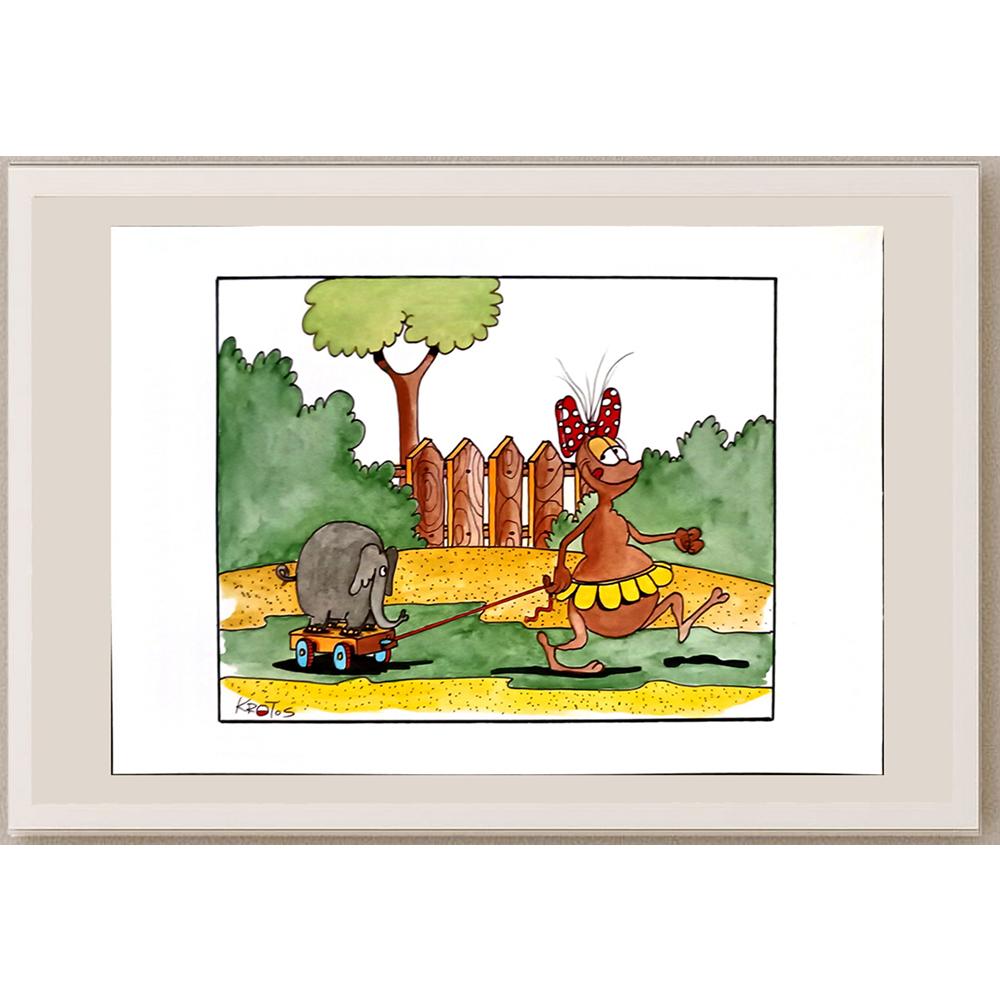 Tadeusz Krotos 29x21cm Orijinal Karikatür BOD06159