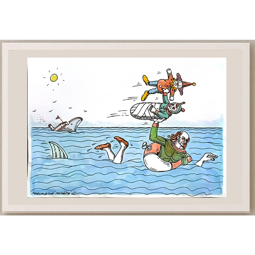 Porumbita Mihaita 29x21cm Orijinal Karikatür BOD06228