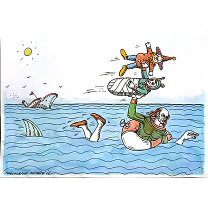 Porumbita Mihaita 29x21cm Orijinal Karikatür BOD06228