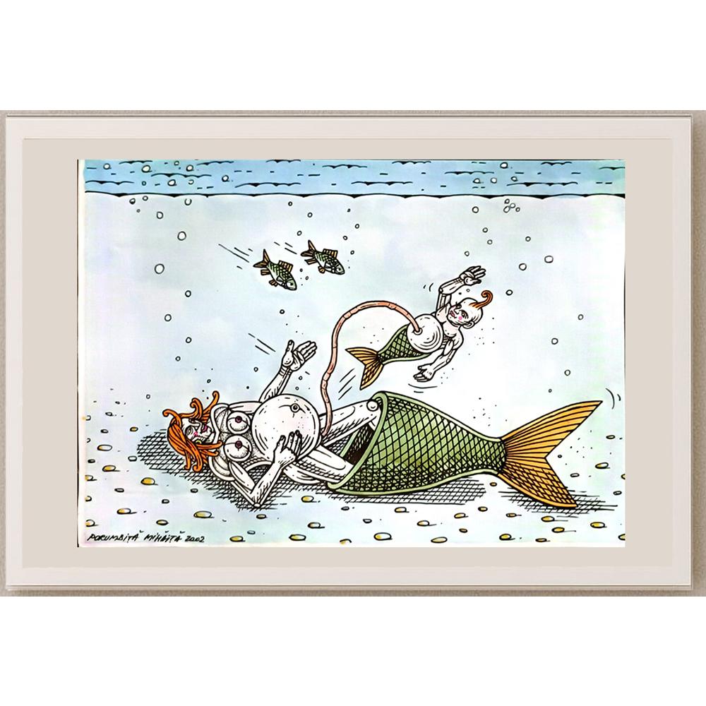 Porumbita Mihaita 29x21cm Orijinal Karikatür BOD06245