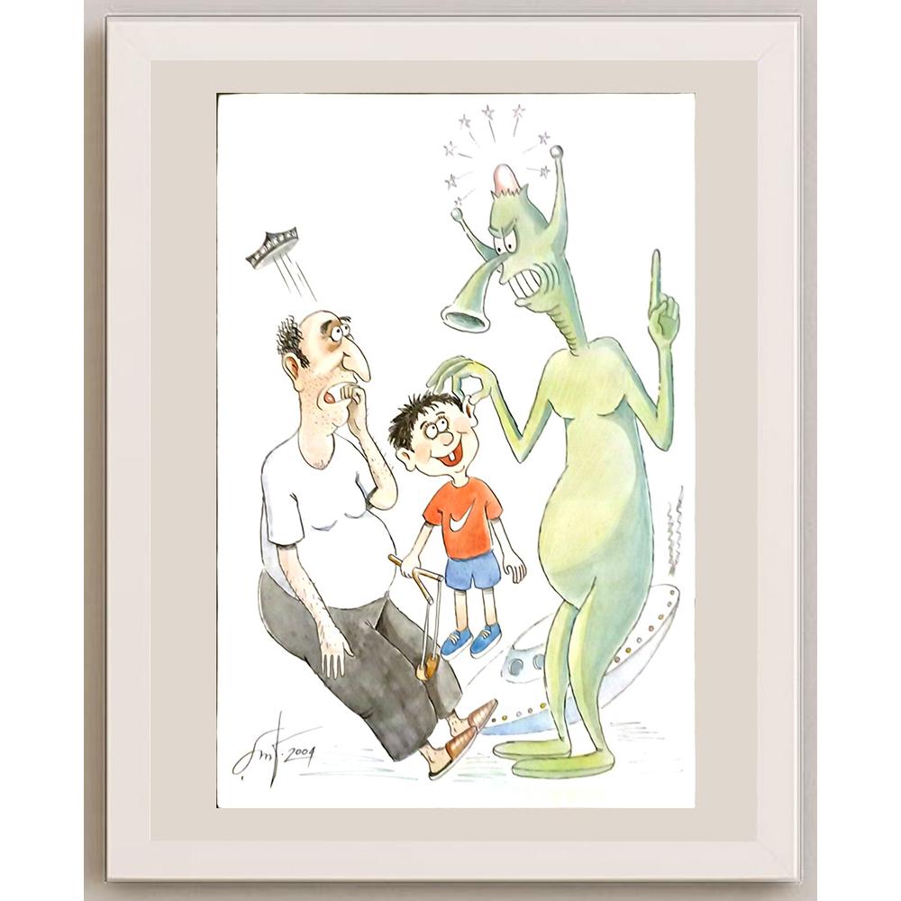 Shavkat Turapov 29x21cm Orijinal Karikatür BOD06249
