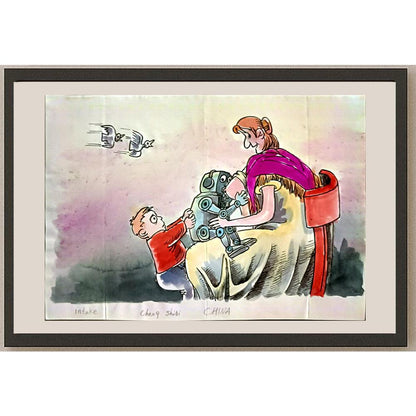 Cheng Shibi 29x21cm Orijinal Karikatür BOD06273