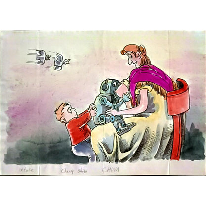 Cheng Shibi 29x21cm Orijinal Karikatür BOD06273